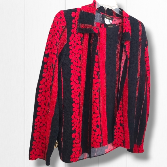 Bala Bala Red & Black Ruched Crinkle Textured Shirt & Jacket Set Size XL - Picture 2 of 11